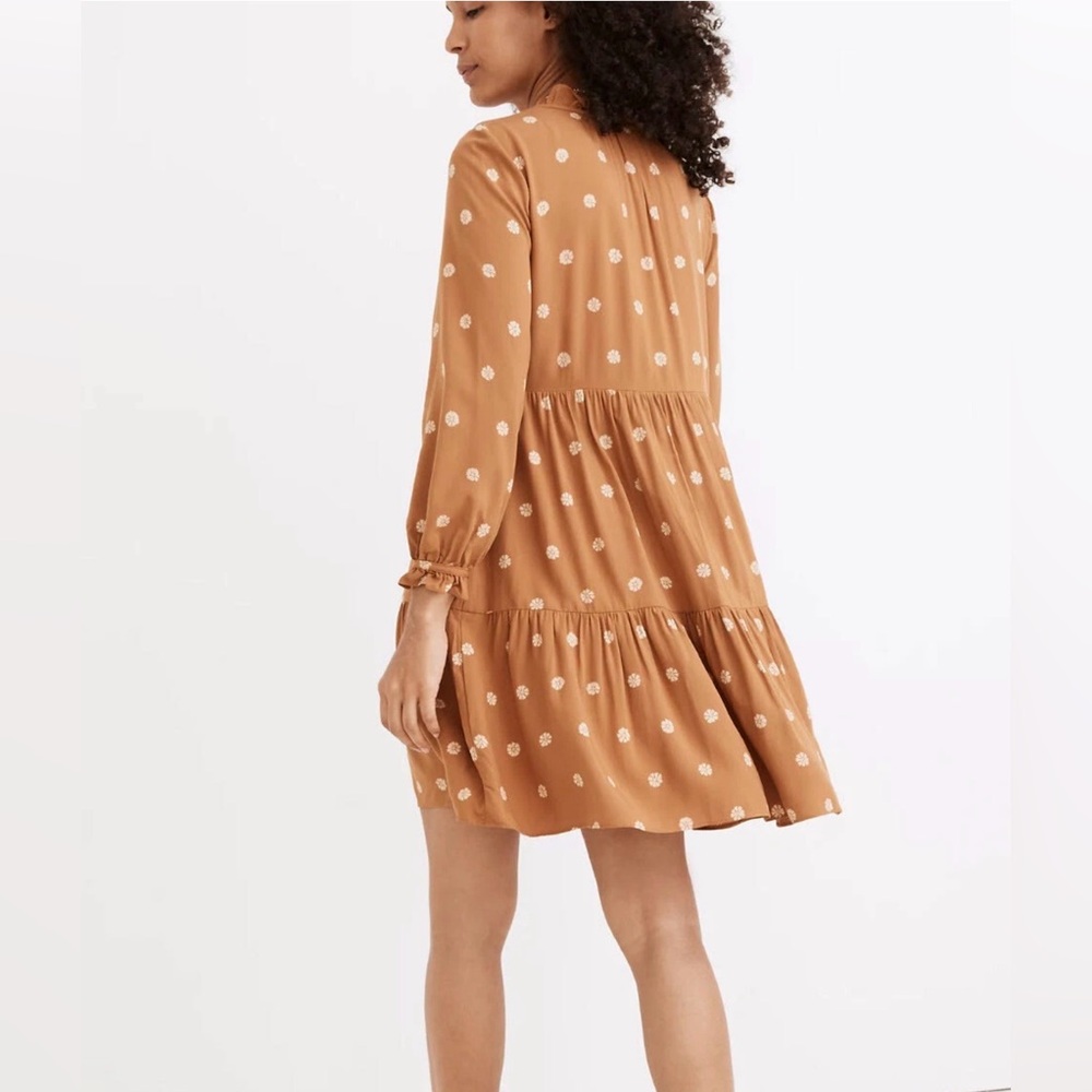 Madewell Tie-Neck Tiered Mini Dress, bloom dot warm hickory - Picture 7 of 11